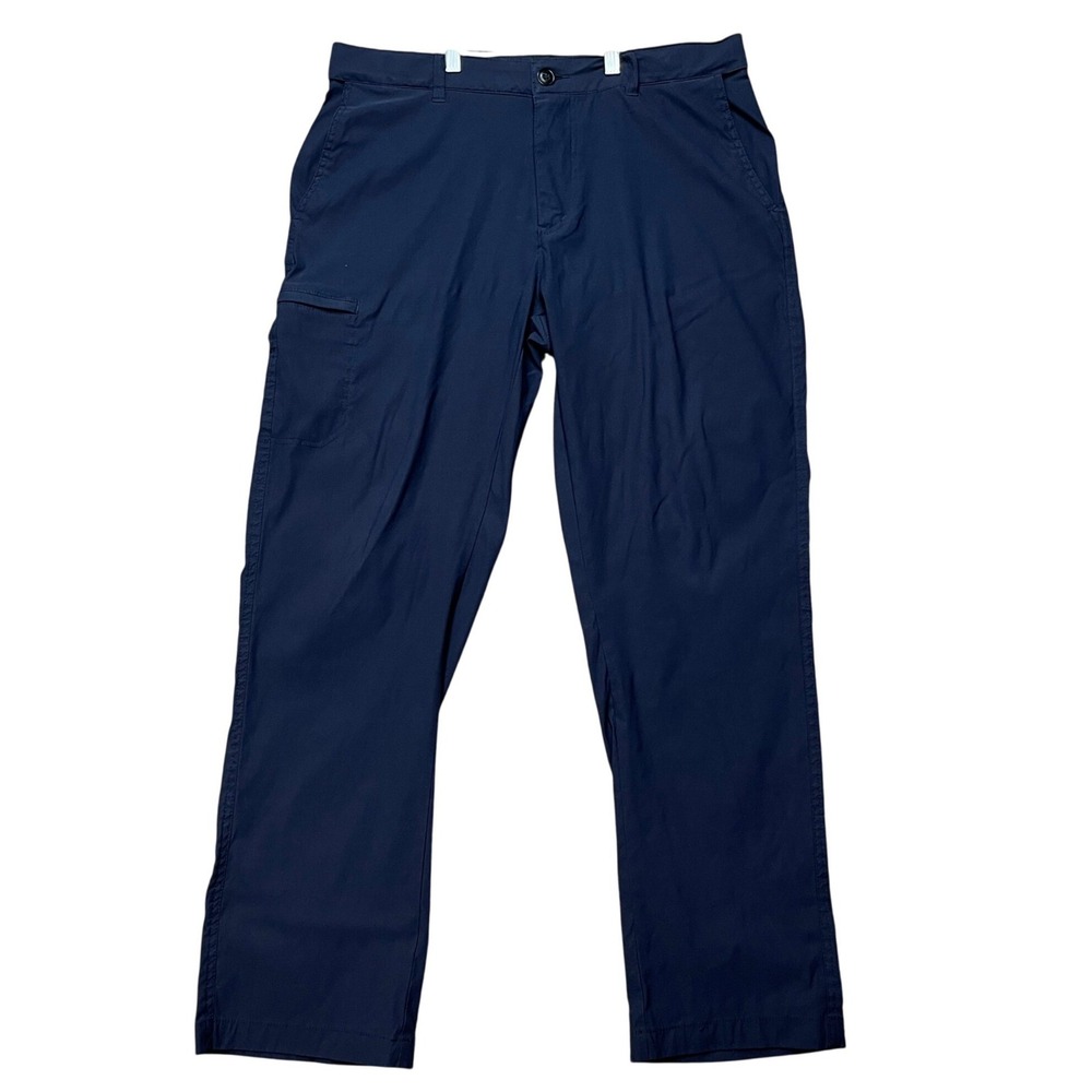 UB Tech Pants Mens 36x32 Navy Blue Straight Leg Stretch Flat Front Utility